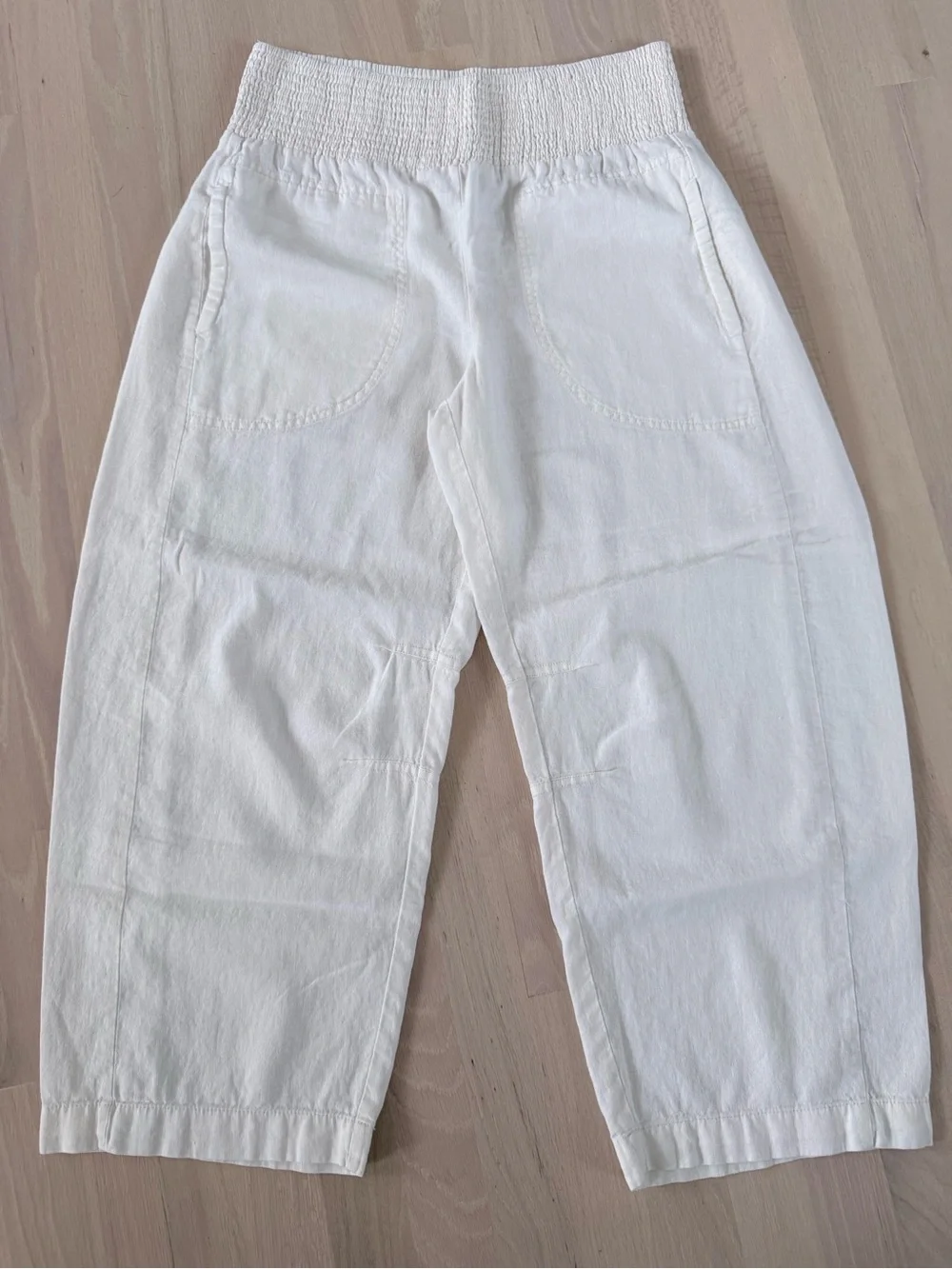 Anthropologie Reese Linen Blend Pull On Barrel Pants Pilcro Vanilla Small - Picture 2 of 9